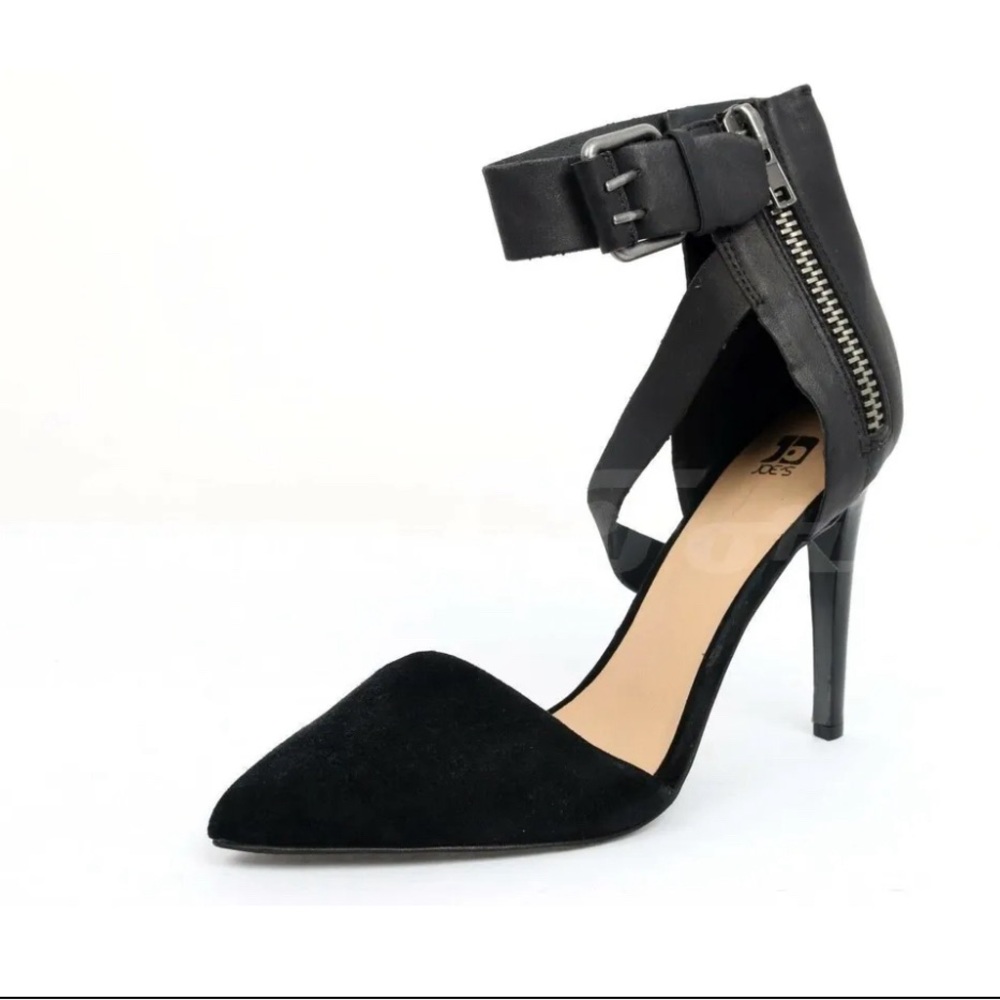 Women’s JOE’S jeans black suede strappy pointy toe heels